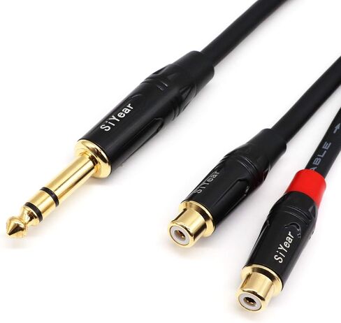 كابل SiYear Dual RCA إلى 1/4 بوصة، 6.35 مم (1/4 بوصة) ذكر ستيريو إلى 2RCA أنثى Y كابل محول مقسم (5 أقدام) in Kuwait