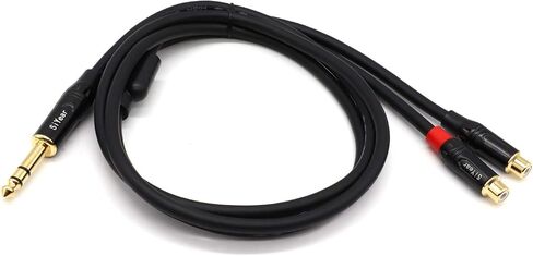 كابل SiYear Dual RCA إلى 1/4 بوصة، 6.35 مم (1/4 بوصة) ذكر ستيريو إلى 2RCA أنثى Y كابل محول مقسم (5 أقدام) in Kuwait