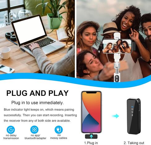 Wireless Lavalier Microphone for iPhone with Charging Case, Mini Microphone/Mic with Noise Reduction, Clip on Wireless Microphone iPhone Microphone for Video Recording,Interview,YouTube,Tiktok,Vlog in Saudi Arabia