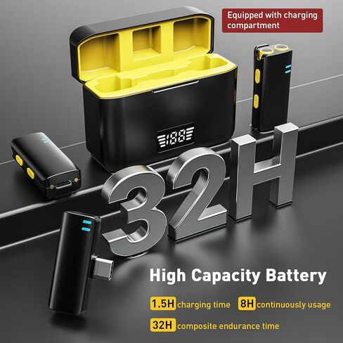 Wireless Lavalier Microphone for iPhone/iPad/Android Phone/Laptop, with Charging Case/Adapter,Plug and Play,Automatic Noise Reduction for Video Recording/Live Steam/Interview/TikTok/YouTube in Kuwait