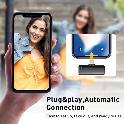 Wireless Lavalier Microphone for iPhone/iPad/Android Phone/Laptop, with Charging Case/Adapter,Plug and Play,Automatic Noise Reduction for Video Recording/Live Steam/Interview/TikTok/YouTube in Kuwait