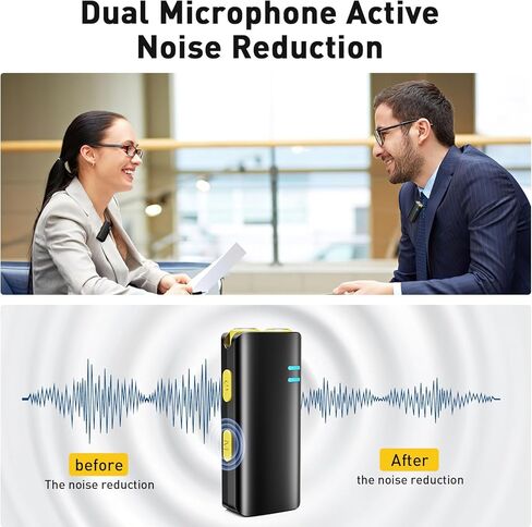 Wireless Lavalier Microphone for iPhone/iPad/Android Phone/Laptop, with Charging Case/Adapter,Plug and Play,Automatic Noise Reduction for Video Recording/Live Steam/Interview/TikTok/YouTube in Kuwait