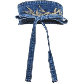 Women Denim Wide Belt Belt Wide Cinch Wrap حول حزام فرقة الخصر لفستان قميص Kimono