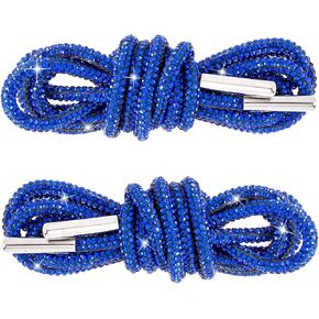 2PCS Rhinestone Glitter Shoelace ، Crystal Bling Round Hoodie String Ropes