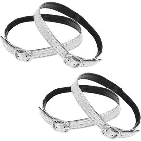 4 Pcs Black Replacement Detachable Shoe Ankle Straps for Women's Heels PU Leather Adjustable Anti-loose Shoelaces with Elastic Buckle Flexible Shoes Belt Band for Girls Holding Loose Heels