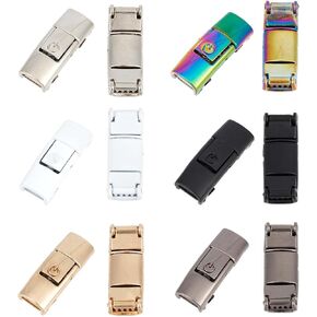 Gorgecraft 12pcs 6 ألوان أربطة الحذاء قفل القفل المعادن السريعة سهلة الحذاء مرنة لا ربطة حاشية تمتد Tieless Buckle Switch Logo for Canvas Sports Shoes Boots أحذية البالغين أحذية رياضية
