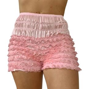 كوسوسانيل النسائية الكشكش شورت y2k مرنة الفاكهة الفاكهة طباعة لطيف صالة زخرفة نوم pj mini micro shorts