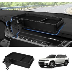 Fiilines Center Censole Console Dash منظم مع حصيرة مضادة للانزلاق لجيب جراند شيروكي 2022-2025/Grand Cherokee L 2021-2023