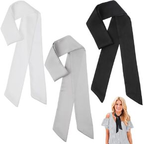 3 Pcs Solid Color Long Neckerchief Skinny Scarf Neck Ribbon Sash Necktie Satin Belts Handbag Wrap Accessory