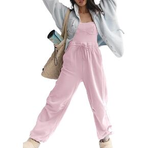 Women’s One Piece Overall Jumpsuits Sleeveless Athletic Onesie Adjustable Drawstring Waistband Overalls Rompers