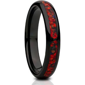 خاتم زفاف Galaxy Opal ، Tungsten الأسود 4 مم فرقة الزفاف فرقة Tungsten Carbide Comfort