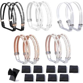 5 Styles of Elastic Rhinestone High Heel Laces (5 Pairs, Black, Champagne, Clear, White, Pink) with 10 Stability Stickers