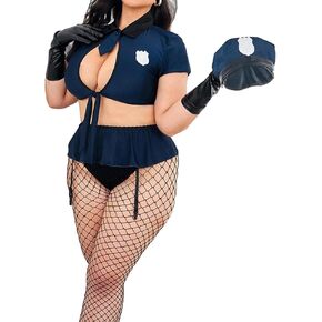 Hilinker Womens Plus Size Cop Cost Set Office Office Lingerie Cosplay Outfits