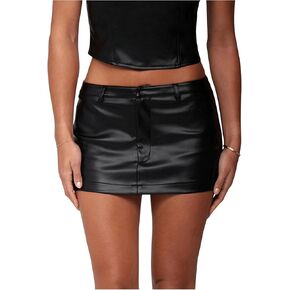 Floerns Women's Pu Leather Low Low Weist Music Festival Festival Club Bodycon Mini Skirt