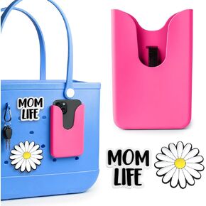 Phone Holder Compatible with Bogg Bag, Soft Silicone Beach Bags Phone Organizer with Charm Insert Attachments for Bogg Beach Bags, Bogg Bag Accessories Fits for iPhone and Android Phones