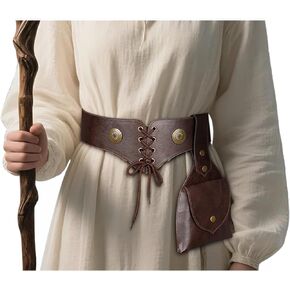 Joukavor Renaissance Belt Pouch Medieval Leather Belt Bag for Women Fantasy Accessories