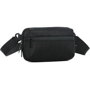 حقيبة Crossbody ، حقيبة حبال صغيرة فاني حزم للرجال نساء ، عبور حزم الخصر أزياء الجسد ، حزمة كتف صدر الهاتف مع حزام قابل للتعديل (أسود)