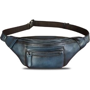 Genuine Leather Fanny Pack for Men and Women Vintage Handmade Leather Waist Bag Sling Bag Sling Backpack Purse Hip Crossbody Bag (Darkgrey)