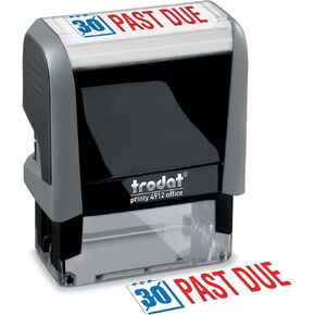 Trodat Stamp 4912 Office Printy with English Text Past Due – Self Inking, Red and Blue Ink, Impression Size 3/4" x 1-7/8"