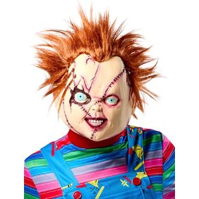 Rubies Bride of Chucky Movie Chucky Sitchited 3/4 قناع أزياء الفينيل للبالغين ، وحجم واحد للحفلات ذات الطابع تحت عنوان وعيد الهالوين