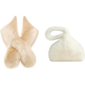 Babeyond Women's Fuux Fur Shawl Party Faux Fur Fur Wraps for Winter Bridal Wedding Cover Up Faux Fur Pres