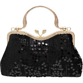 Vintage sequined velvet evening bag flower hardware handbag suitable for banquet wedding party formal occasions