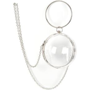 Women Clear Purse Acrylic Clutch Bag, Round Transparent Crossbody Evening Bag for Wedding Prom Party Evening Crossbody with Sliver Chain Strap