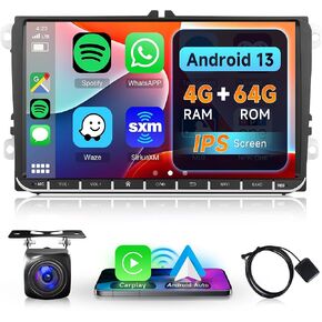 8Core 8G 128G Car Radio Stereo for VW Volkswagen Seat Golf Passat Jetta Beetle Tiguan Touran EOS, Android Rimoody 9'' Wireless Carplay Android Auto Mirror Link GPS 4G-WiFi BT 5.0 FM/AM/RDS DSP Camera