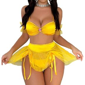 مجموعة الملابس الداخلية للأميرة المثيرة للسيدات - Cosplay Cosplay Costy Costume Gold