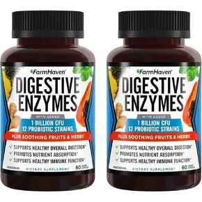 FarmHaven Digestive Enzymes with 18 Probiotics & Herbs | Papaya, Bromelain, Protease & More for Lactose Absorption & Better Digestion | Helps Bloating, Gas, Constipation | Vegetarian, 120 Capsules