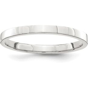 925 Sterling Silver 2mm Flat Plat Classic Band Band Ring