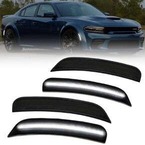 Front & Rear LED Side Marker Lights for Dodge Charger 2015-2023, Charger Smoked Lens Side Bumper Marker Lights, Dodge White LED Turn Signal Lamps, 4 PCS