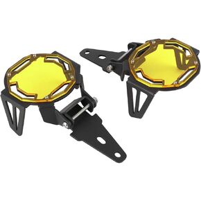 Fog Light Cover, Aluminum Motocycle Fog Light Guard Protective Cover LED Lamp Protector Fit for R1200GS/R1250GS LC(Yellow)