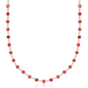 Ross-Simons 7.50 ct. t.w. Bezel-Set Ruby Necklace in 18kt Gold Over Sterling