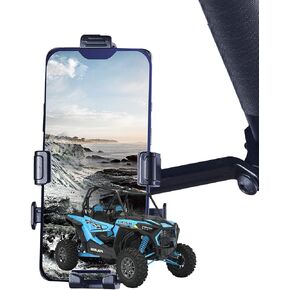 UTV Phone Mount for 1.75"-2" Roll Cage | Aluminium Alloy Holder for Polaris RZR Can Am | Compatible with 4.7"-6.8" Smart Devices | Secure Attachment to UTV/SXS Roll Bar.