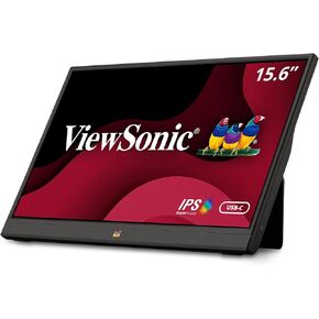 ViewSonic VA1655 15.6 Inch 1080p Portable IPS Monitor with a Built-in Stand, Mobile Ergonomics, USB C, Mini HDMI and Protective Case for Home and Office,Black