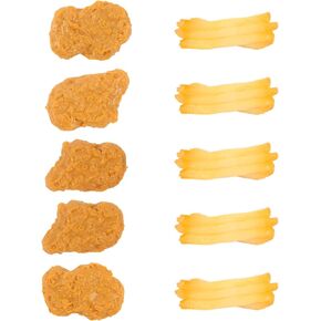 10 Pcs Simulated Chicken Nuggets Fake French Fries Artificial Lifelike Realistic Food Props Model for Display Decoration