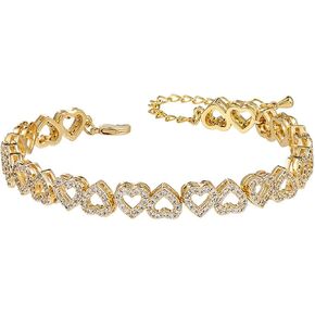 Gold Bracelets for Women Silver Clustered Tennis Bracelet for Women Heart Diamond Cuban Bracelet Fashion Jewelry for Women