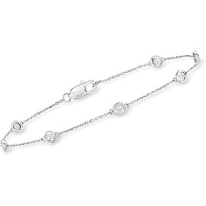 Ross-Simons Bezel-Set Diamond Station Bracelet in Sterling Silver