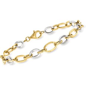 Ross-Simons 14kt 2-Tone Gold Oval-Link Bracelet