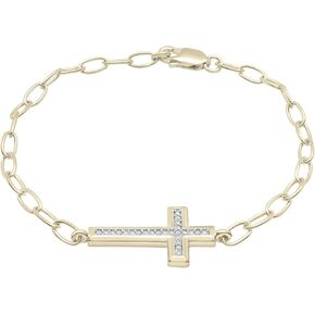 Timeless Love Diamond Accent Cross Link Bracelet in Sterling Silver With 14k Plating