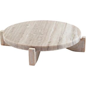 Mud Pie Marble Wood Pedestal, 2" x 8 1/2" dia