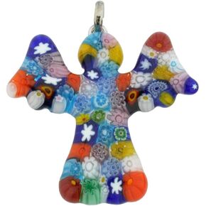 كوب من البندقية Murano Glass Millefiori Angel قلادة - متعددة الألوان