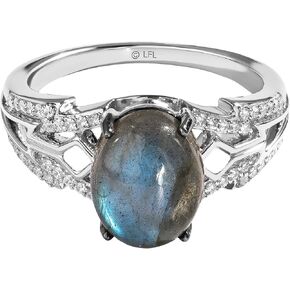 Zoneyli Star Wars ™ Fine Jewelry Ahsoka Tano ™ Ring for Women | النطاق الفضي الاسترليني | Labradorite & 1/7 CTTW White Diamonds | هدايا حرب النجوم للنساء | المجوهرات مع صندوق الهدايا