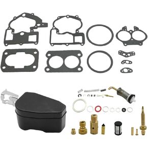 Carburetor Rebuild Kit with Float 3310-861448A1 Replacement for Mercury Marine 3.0L 4.3L 5.0L 5.7L Replacement for Mercarb 2 BBL Carburetor 3310-864941A01, 3310-864942A01