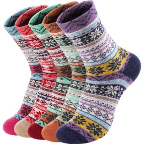 Wool Socks - 5 Pairs of Soft, Cozy, Warm Boot Socks for Women
