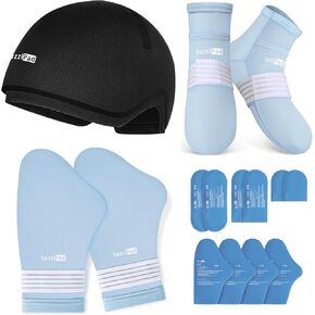 Suzzipad Cold Therapy Socks and Hand Ice Pack, Cooling Gloves for Chemotherapy, Stress Relief Caps, Ideal for Carpal, Chemo Care Package for Women & Men, L