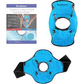 Brookstone Knee Ice Pack Wrap With Silica Beads - Hot and Cold Therapy for Pain Relief - Reusable for Swelling, Injuries, and Post-Surgery Recovery - Azure Blue