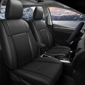 AOMSAZTO Custom Fit Truck Seat Covers for Toyota Tacoma 2024 2025 Double Cab SR5,TRD Sport,TRD Off-Road,Limited,SR - Faux Leather Black Full Set 5 Seats
