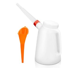 2 Quart Oil Jug ، وقياس الزيت حاوية السيارات ومرنة القمع الزيت مجموعة زيت موزع الزيت حاوية زيت السيارات مع الغطاء والغطاء لتغيير زيت السيارات